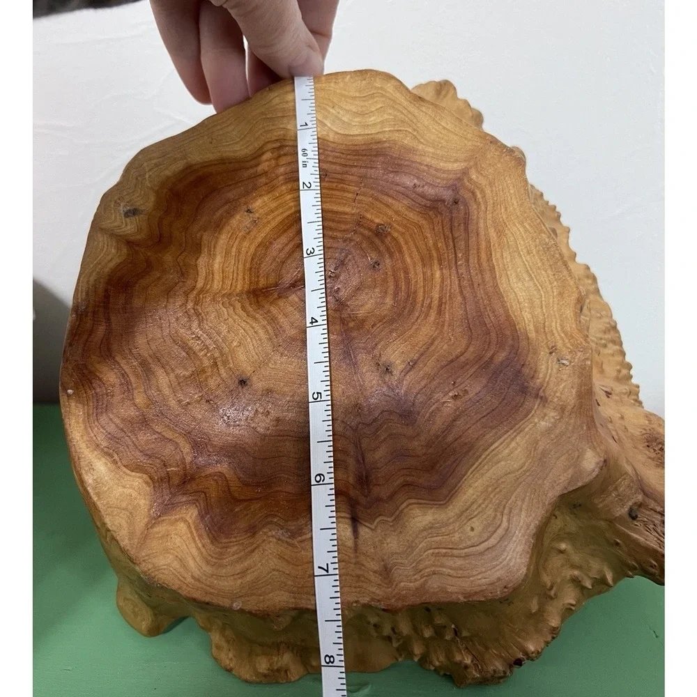 MCM Hand Carved Burl Wood Basket Handle Knobby Unique Boho Cabin Nature VTG‎